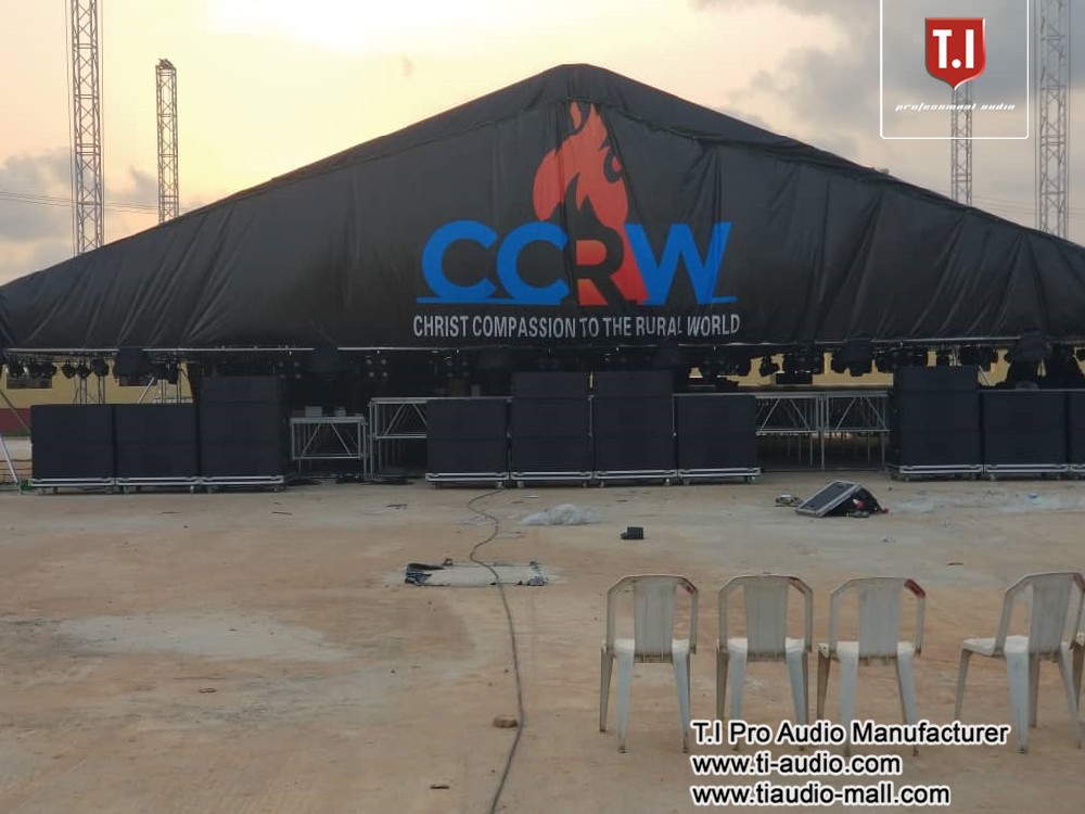 KICC Nigeria Church Crusade in Lagos 6-11 Nov,2023,Fully with 88 pieces T.I LA-212 dual 12 inch line Array fully system,lighting,stage truss led from T.I International.